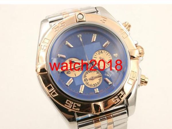 

Luxury Watch Wristwatch B01 Sapphire 46 mm Blue Dial Quartz Chronograph Stick Dial Two Tone Stainless Steel Men's Wrist Watches Mode