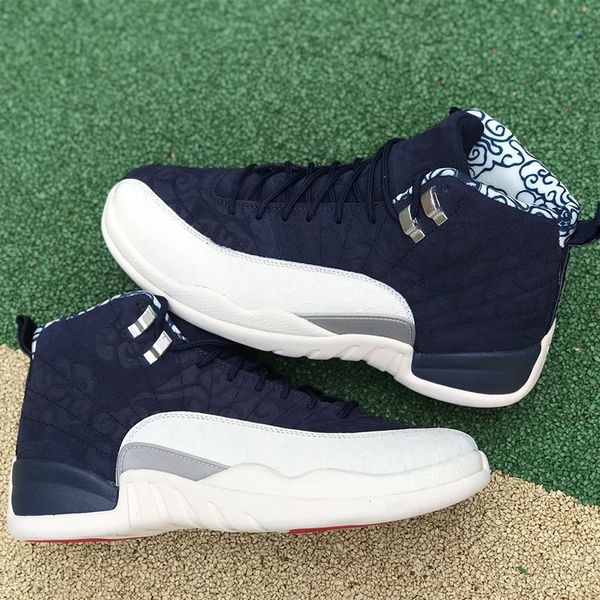 

2018 new 12 12s basketball shoes international flight bv8016-445 tokyo japan college navy men sports sneakers size 7-13 with box