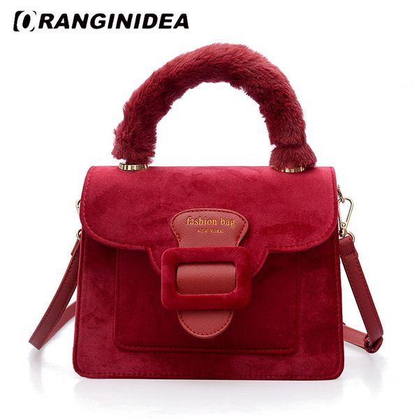 

winter velour handbags for women retro flush handle tote bags vintage female flap bag lady crossbody messenger bag