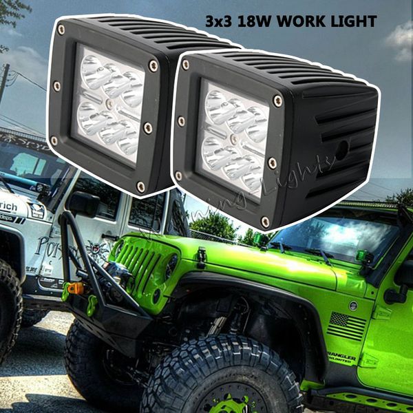 

2pcs 18w cube pod work lamp 4x4 powersports flush mount led working light offroad jeep wrangler truck 4wd racing driving light