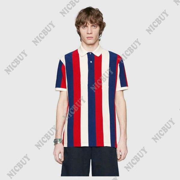 

summer designer brand clothing mens letter print color striped t-shirt turn-down collar casual tshirt tee shirt, White;black