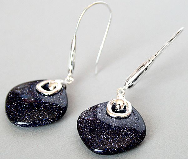 

fashion 925 silver natural sandstone earrings 14/5, Golden;silver