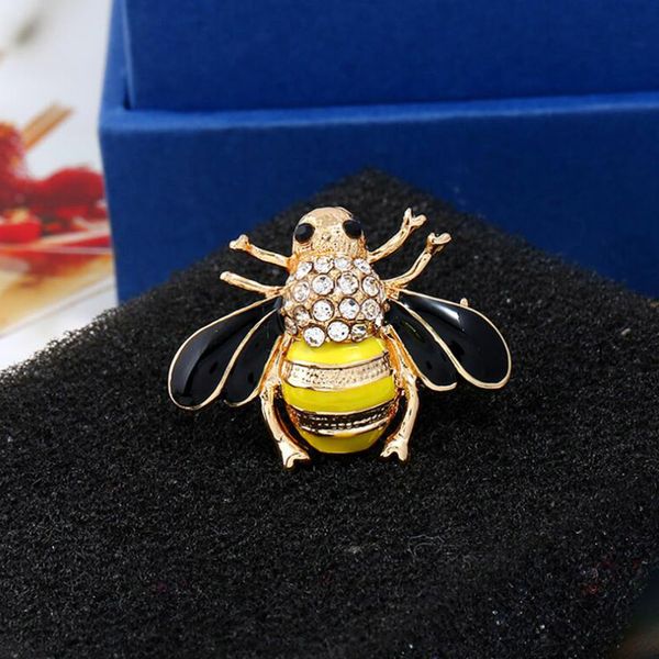 

2019 new crystal clothing brooch retro cute yellow bee pin alloy gemstone brooch europe fashion jewelry women gifts, Gray