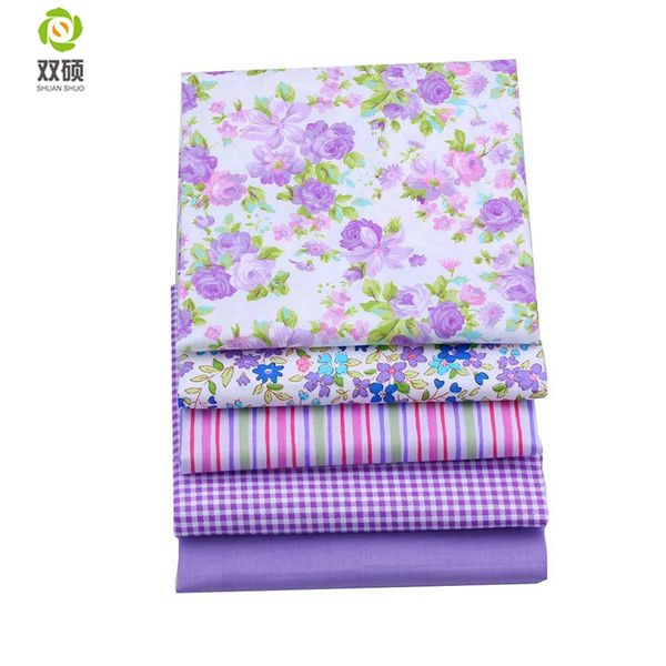 

shuanshuo purple color cotton fat quarter bundles fabric patchwork patchwork pattern for sewing diy crafts 40*50cm 5pcs/lot, Black;white