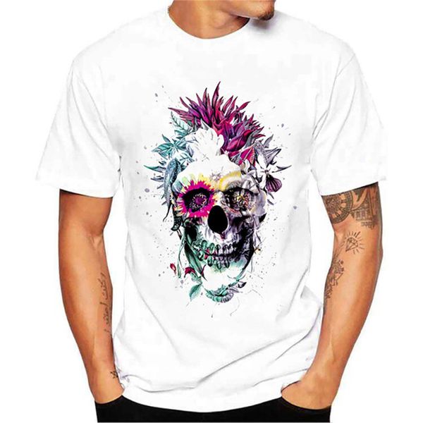 

jaycosin punk skull print mens casual t shirt summer tees jul0218, White;black