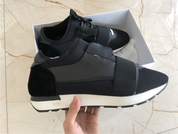 

black leather mesh paris designer sneakers casual shoes mens womens sports runners breathable daily footwear lace up runaway zapatillas