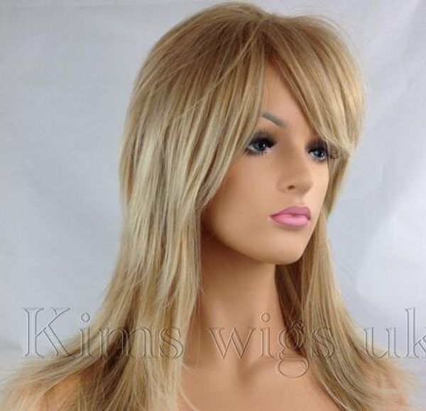 

full womens ladies hair wig 2 tone blonde flick & layered long b95 kims wigs uk, Black;brown