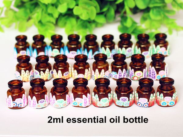 

5pcs/pack 2ml jewelry polymer clay mini glass essential oil bottle pendant wishing bottles vials with natural wood cork