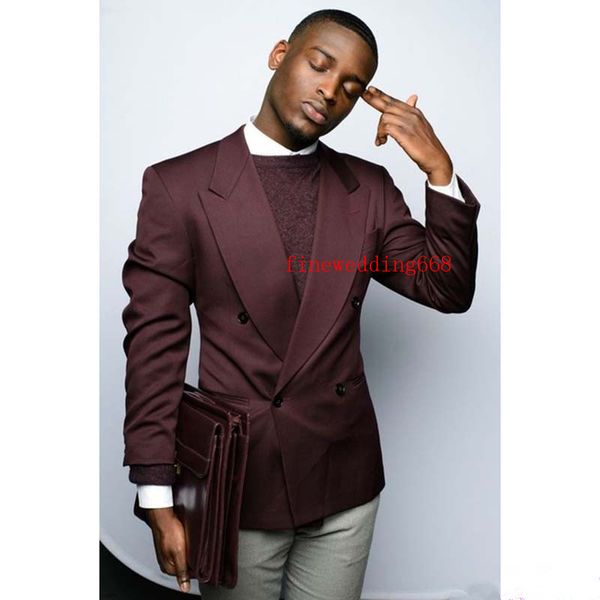 

дешевые и изысканные пик лацкан двубортный жених смокинги мужские костюмы свадьба / выпускной / ужин лучший человек блейзер (куртка + брюки, Black;gray