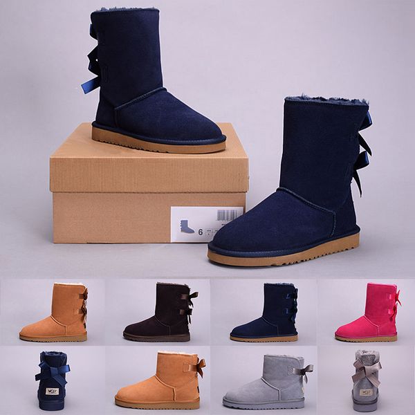 

winter bowtie wgg women's australia classic kneel half boots ankle boots black grey chestnut navy blue red women girl boots