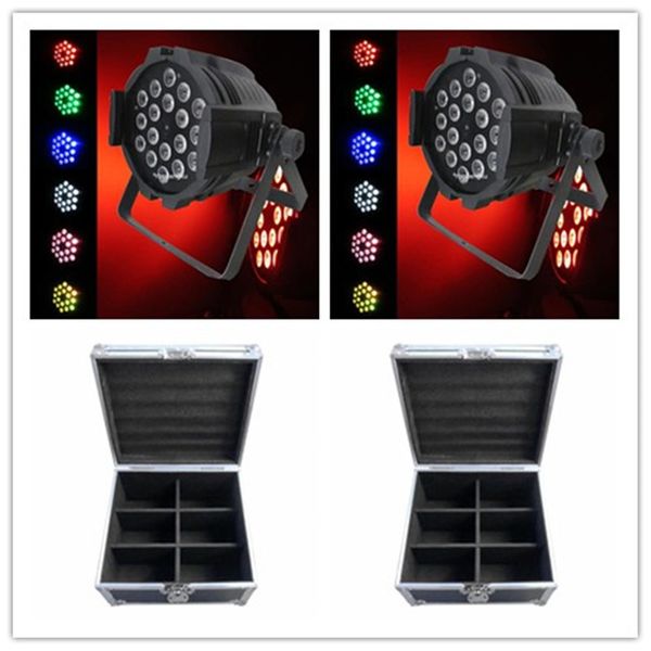 6 pezzi luci par illuminazione scenica Wash 18 * 10w led par lattine par led rgbw flight case