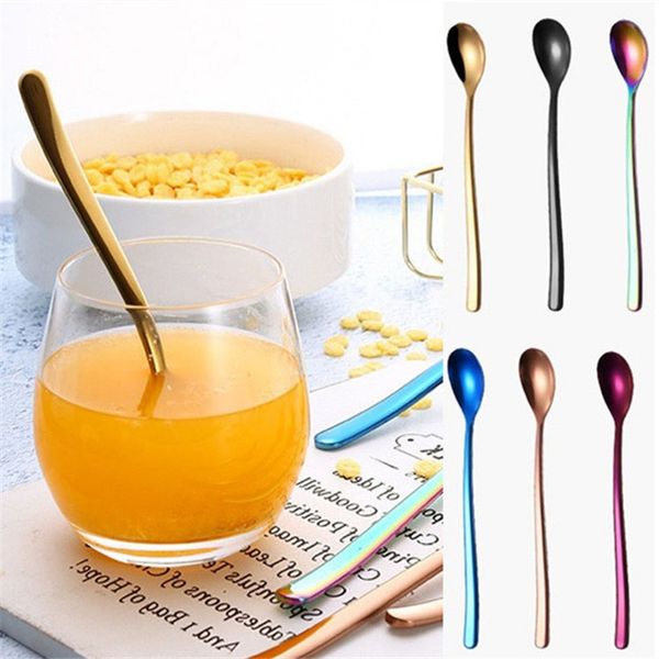 

7 styles 2 size long handle ice spoon multipurpose coffee teaspoons stirring spoon stainless steel ice cream spoon 120pcs t1i850