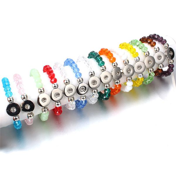 

colorful beads snap bracelet diy charms bangle fit 18mm snap buttons jewelry for women ze505e, Golden;silver