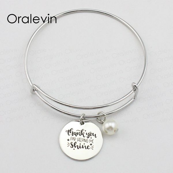 

thank you for helping me sunshine inspirational hand stamped engraved charm pendant bracelet bangle jewelry,10pcs/lot, #ln1932b, Black