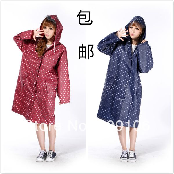 

wholesale/retail, eva fashion raincoat polka dott design long hooded