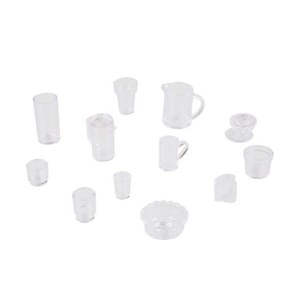 

15pcs/set mini plastic drink cups goblets dish plate tableware decor toy, Silver