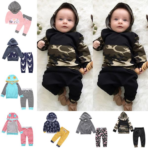Ternos do bebê 40 estilos baby meninos meninas impressão floral ternos roupas infantis conjunto de hoddies calças bebê manga comprida roupas de roupa insel
