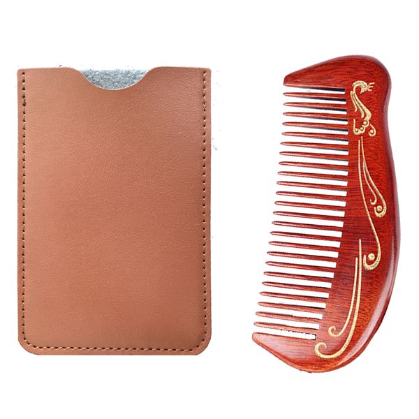 

wooden comb & case wholesale supplier fine teeth for use with balms and oils, hair barber salon customer service gift, Silver