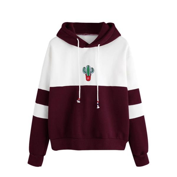 

sweatshirt womens long sleeve cactus print hoodie sweatshirt hooded pullover tops winter women's warm oct14, Black