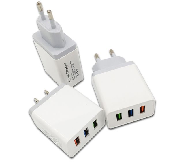 

EU US Wall Chargers 5V 2.4A Adapter Quick Charger Travel Power Adapter 3 USB Ports For iPhone X 8 Samsung Note 9
