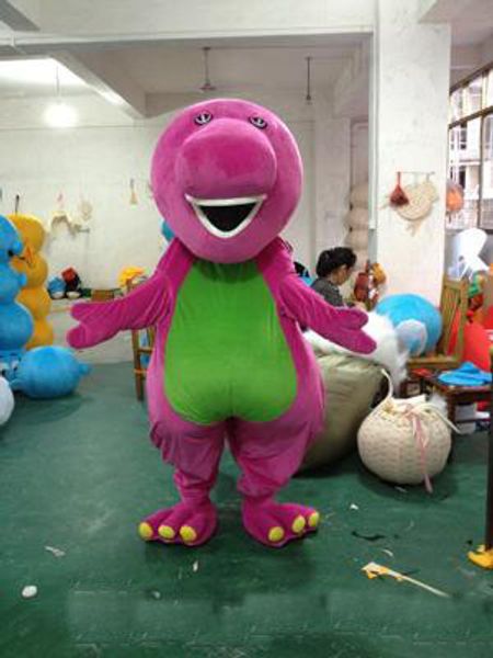 2018 tamaño adulto caliente traje de mascota de dinosaurio de dibujos animados vestido de lujo fiesta de niños dinosaurio rosa fiesta de Chirastmas de Halloween