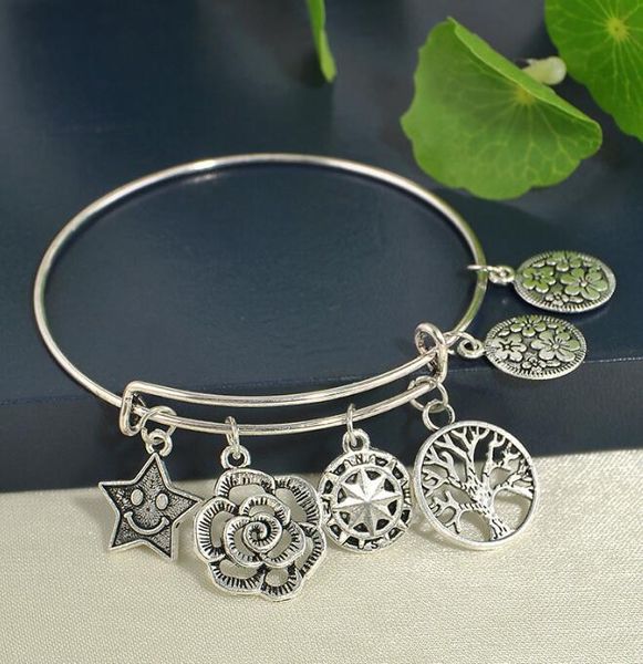 

dhl brand silver adjustable bracelets bangle with life trees star charms bracelet cuff wristband jewelry for women fine jewelry, Golden;silver