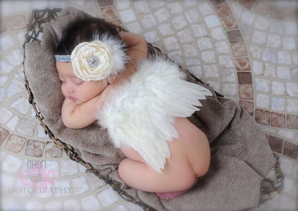 

4 стили младенческой фотографии крылья ангела набор перо крылья бабочки + цветы оголовье наборы детские новорожденных фотографии реквизит де, Blue
