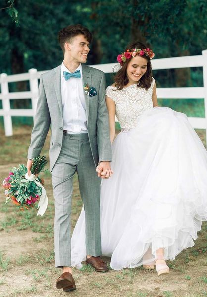 

2019 кружева сад свадебные платья vestido de novia развертки поезд бусины sash cap рукавом boho без спинки a-line органзы свадебные платья н, White