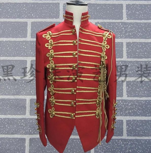 

england men red suits designs masculino homme terno stage costumes for singers men blazer dance clothes jacket stand collar, White;black