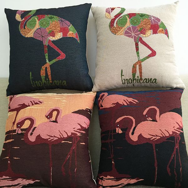 

новый многоцветный горячая наволочка мультфильм красочные фламинго пряжа окрашенные жаккард хлопок подушка комплект диван наволочка автомоби