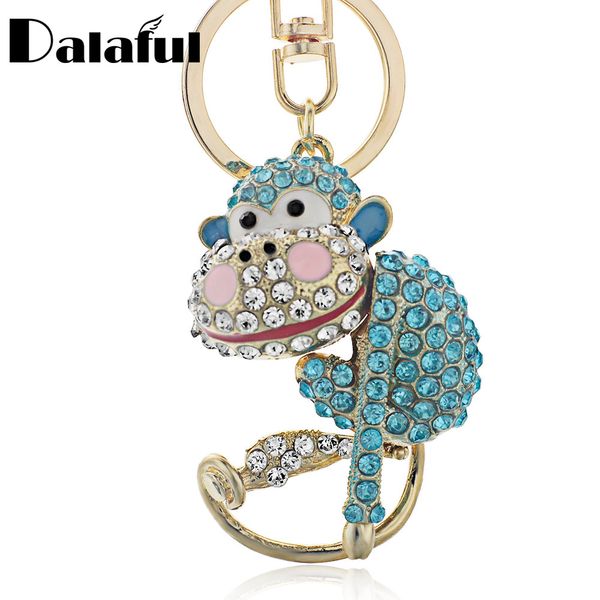 Chave Anéis Moda Adorável Macaco Cristal Bolsa Pingente de Metal Animal Keyring Keychain Bolsa Bolsa Buckle Chains Holder para Mulheres K010