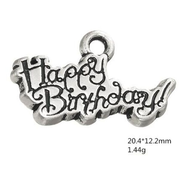 

2021 fashion gift word happy birthday charm jewelry made in china other customized jewelry, Bronze;silver