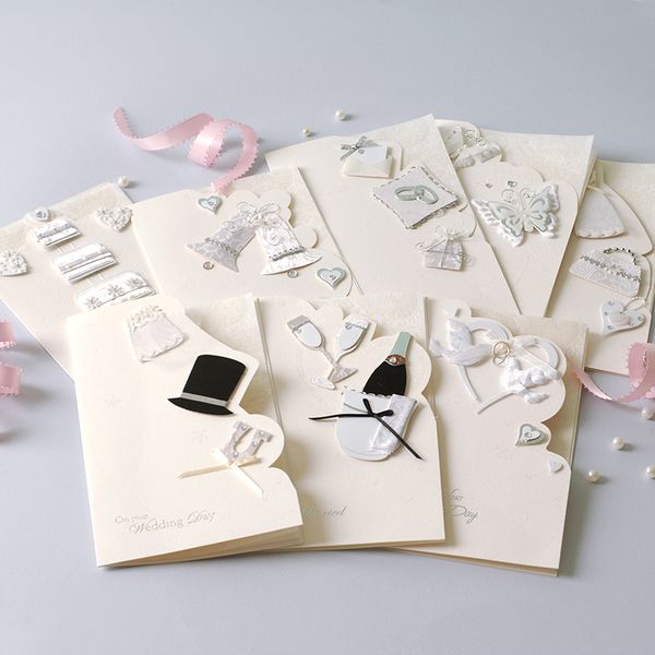 

black and white bride and groom wedding invitation decoration card 8pcs/lot