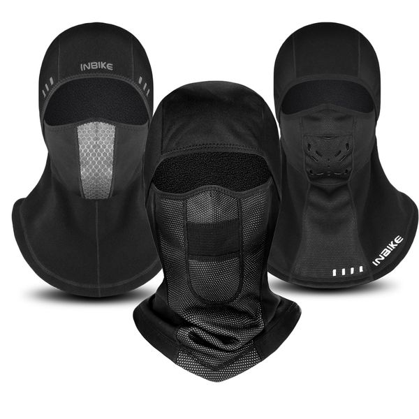 

winter bicycle face mask cap ski bike mask face thermal breathable polar fleece snowboard shield hat cycling, Black