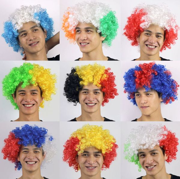 

2018 new european cup world cup fans party flag color wig headgear explosion head carnival props