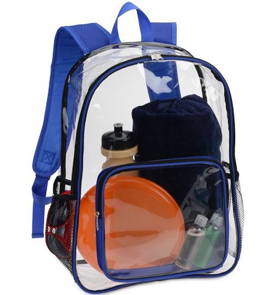 

2018 new style fashion solid clear transparent see through pvc mini backpack zipper school high capacity
