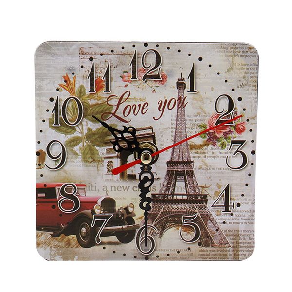 

12cm retro vintage rustic european circular wooden clock modern design vintage rustic shabby office cafe decoration