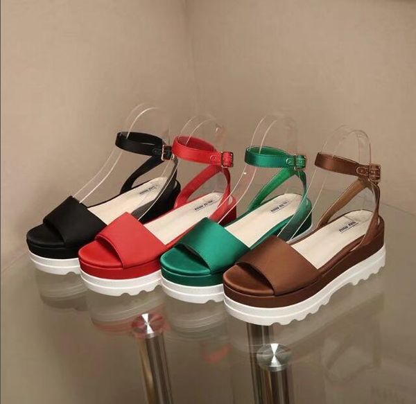 

Peep toes Женские сандалии водонепроницаемый Высота платформы увеличение обувь шелк натуральная кожа лодыжки ремешок Bcukle лето лоскутное насосы сандалии