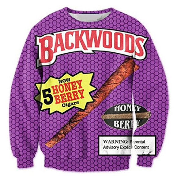 

новые модные женские / мужские backwoods мед берри смешные 3d печати harajuku повседневная crewneck толстовка плюс размер, Black