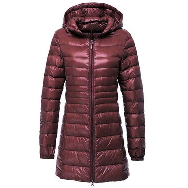 

s~6xl 2018 new autumn winter women duck downs jacket slim parkas ladies coat long hooded plus size ultra light outerwear sf038, Black