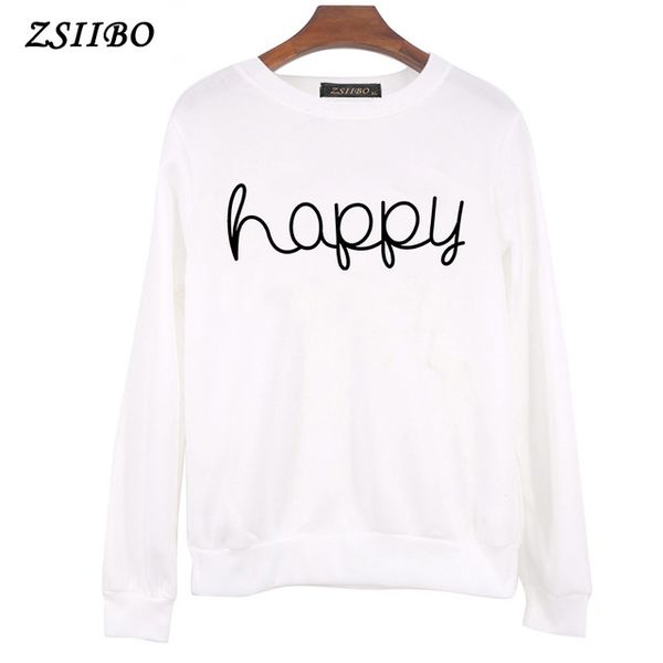 

осень зима пальто женские спортивный костюм счастливое письмо печати одежда теплая краткая с капюшоном harajuku кофты топ толстовки drop shi, Black