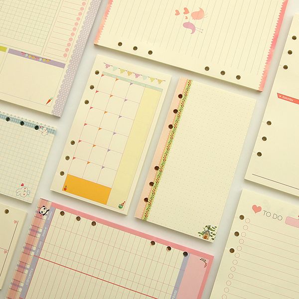 

a5 a6 cute colored diario refills binder filler paper planner organizer aaccessories filler paper for filofax, Purple;pink