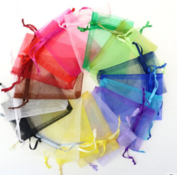 

drawstring transparent organza bags wedding gift bag 9x12 cm jewelry packing bags wedding pouches multi-colors decoration