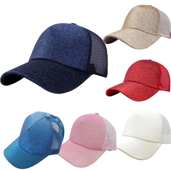 

selling women ponytail baseball cap sequins shiny messy bun snapback hat sun caps for women 7.3, Blue;gray