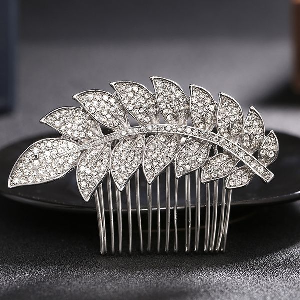 2019 Fashion Leaf Rhinestone Wedding Hair Comb Bridal Austrian