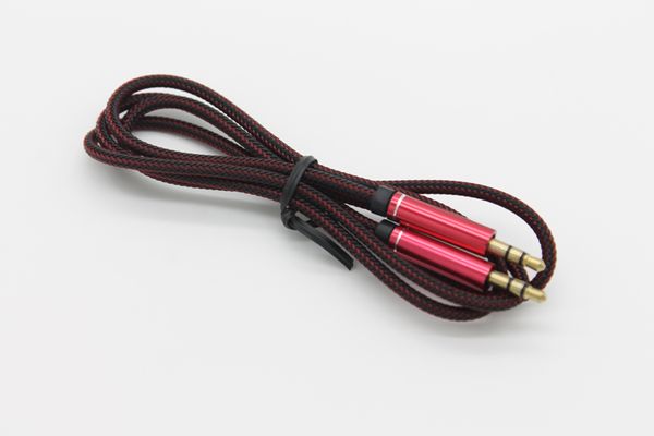 Dual-Stecker-Audiokabel, 1 m, 3,5 mm AUX-Kabel aus geflochtenem Fischseidenstoff von DHL 100+