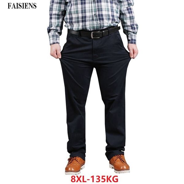 

faisiens summer men casual pants 44 46 48 large plus size big straight trousers elasticity loose khaki 7xl 8xl 9xl 10xl pants, Black