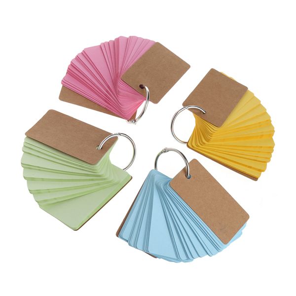 

kraft paper binder ring easy flip flash cards study memo pads diy stationery w15
