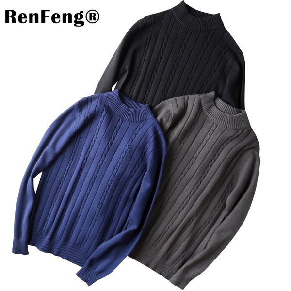 

2018 new korean men casual knitted sweater autumn fashion turtle neck color block striped pullovers jumpers male loose sweaters, White;black