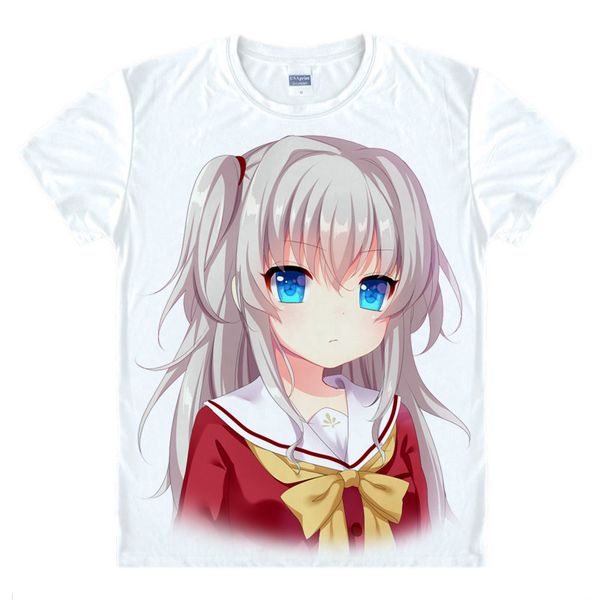 

moe anime charlotte t-shirts multi-style short shirts sharotto yuu otosaka nao tomori charlotte cosplay printed shirt tee-style241-no11, White;black